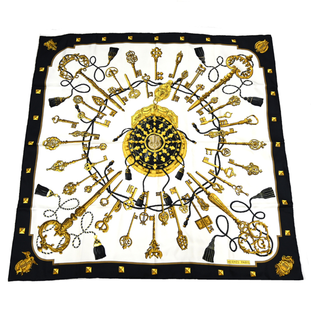 Hermes Carre 90 LES CLES Women's Scarf/Muffler, 100% Silk, Multicolor